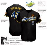 Custom Name & Number Personalized Black Royal-Gold Baseball Jersey - Authentic Team Apparel Personalized Black Royal-Gold
