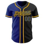 Custom Name and Number Personalized Royal-Gold Gradient Fashion Baseball Jersey - Authentic Black Team Jersey Personalized