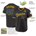 Custom Name and Number Personalized Black Gold Throwback Baseball Jersey - Authentic Team Jersey Personalized Black Royal-Gold