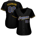 Custom Black Royal Gold Baseball Jersey for Men and Women, Personalized Sports Apparel Personalized Black Royal-Gold Baseball