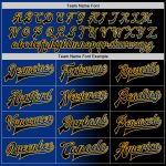 Personalized Royal Gold Black Bomber Jacket Gradient Varsity Letterman Full-Snap Fashion Jacket Personalized Black Royal-Gold