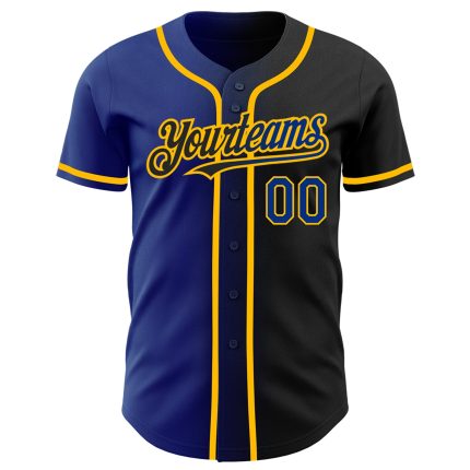 Personalized Black Gold Gradient Baseball Jersey for Fashion Enthusiasts Personalized Black Royal-Gold Gradient Fashion Baseball