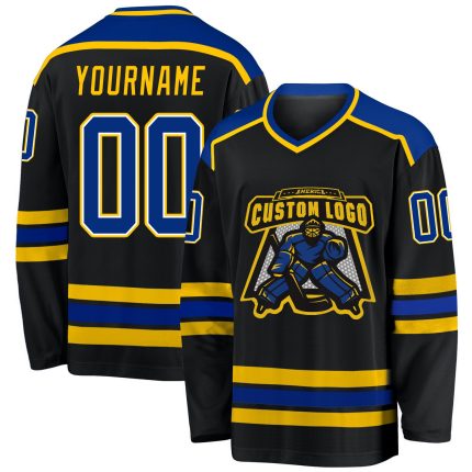 Custom Black Royal-Gold Hockey Jersey - Personalized Hockey Team Gear Personalized Black Royal-Gold Hockey Jersey