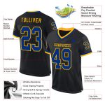 Personalized Black Royal Gold Mesh Throwback Jersey for Football Fans Personalized Black Royal-Gold Mesh Throwback Football
