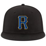 Personalized Adjustable Snapback Hat with Black Royal-Gold Stitching Personalized Black Royal-Gold Stitched Adjustable Snapback