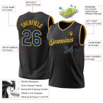 Personalized Black Royal Gold Basketball Jersey - Custom Throwback Design Personalized Black Royal-Gold Throwback Basketball