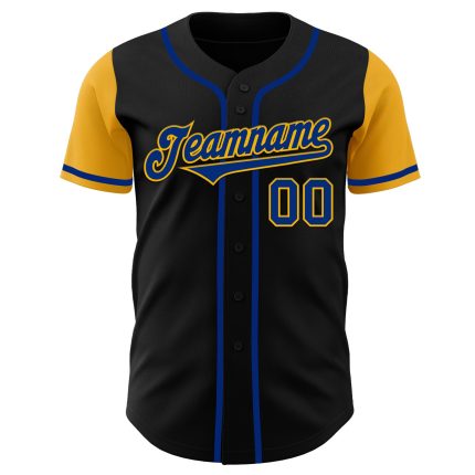 Personalized Black and Gold Two Tone Baseball Jersey for Men and Women Personalized Black Royal-Gold Two Tone Baseball Jersey