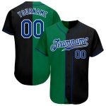Personalized Black and Kelly Green Fashion Baseball Jersey for Men and Women Personalized Black Royal-Kelly Green Split Fashion