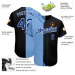 Custom Name and Number Black and Light Blue Split Fashion Baseball Jersey - Personalized Authentic Team Jersey Personalized