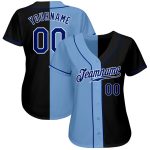 Custom Name and Number Black and Light Blue Split Fashion Baseball Jersey - Personalized Authentic Team Jersey Personalized