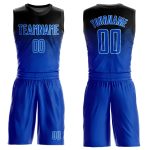 Custom Name and Number Basketball Jersey - Personalized Black and Light Blue Round Neck Sublimation Team Suit Personalized