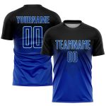 Personalized Black Light Blue Soccer Uniform Jersey - Sublimation Design Personalized Black Royal-Light Blue Sublimation