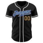 Personalized Black and Gold Baseball Jersey - Customizable Royal-Old Design Personalized Black Royal-Old Gold Baseball Jersey