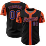 Custom Black Orange 3-Color Baseball Jersey with Arm Shapes - Personalized Sportswear Personalized Black Royal-Orange 3 Colors