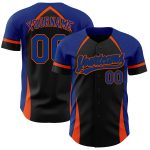 Custom Name and Number Baseball Jersey with Personalized Black Royal-Orange 3D Pattern Design Personalized Black Royal-Orange
