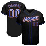 Custom Name and Number Personalized Black Royal-Orange Baseball Jersey - Authentic Team Apparel Personalized Black Royal-Orange