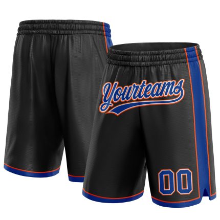 Custom Team Name and Number Basketball Shorts - Personalized Black and Royal-Orange Authentic Design Personalized Black Royal-Orange