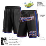 Custom Team Name and Number Basketball Shorts - Personalized Black and Royal-Orange Authentic Design Personalized Black Royal-Orange