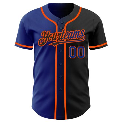 Personalized Team Jersey with Custom Name & Number - Black Royal-Orange Authentic Gradient Baseball Jersey Personalized Black