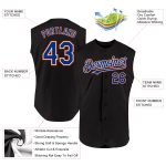 Personalized Black Orange Sleeveless Baseball Jersey - Authentic Design Personalized Black Royal-Orange Authentic Sleeveless