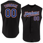 Personalized Black Orange Sleeveless Baseball Jersey - Authentic Design Personalized Black Royal-Orange Authentic Sleeveless