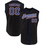 Custom Name and Number Personalized Black Royal-Orange Authentic Sleeveless Baseball Jersey Personalized Black Royal-Orange