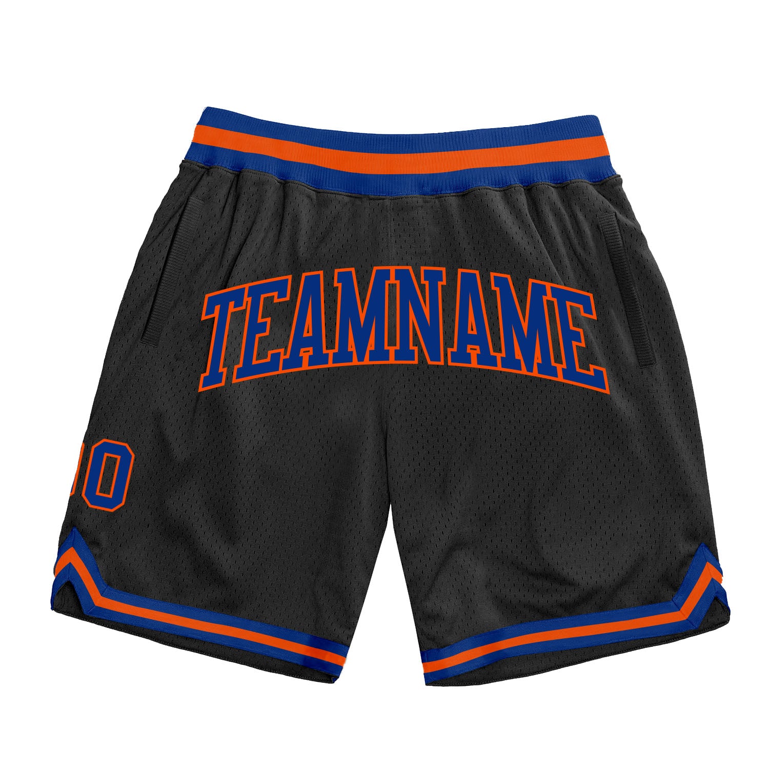 Custom Name Number Personalized Black Orange Basketball Shorts - Authentic Throwback Team Gear Personalized Black Royal-Orange