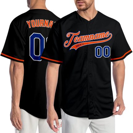 Custom Black and Royal Orange Baseball Jersey for Men and Women Personalized Black Royal-Orange Baseball Jersey 2