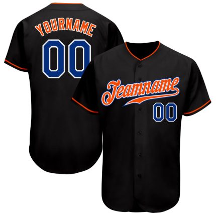 Custom Black Royal-Orange Baseball Jersey for Athletes - Personalized Design 3 Personalized Black Royal-Orange Baseball Jersey
