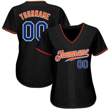 Custom Black Royal-Orange Baseball Jersey for Athletes - Personalized Design 3 Personalized Black Royal-Orange Baseball Jersey