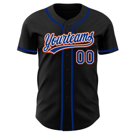 Personalized Black and Orange Baseball Jersey for Kids - Custom Design, Size 4 Personalized Black Royal-Orange Baseball Jersey