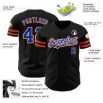 Personalized Black Orange Baseball Jersey for Kids - Custom Royal Number 5 Personalized Black Royal-Orange Baseball Jersey