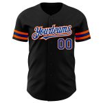 Personalized Black Orange Baseball Jersey for Kids - Custom Royal Number 5 Personalized Black Royal-Orange Baseball Jersey