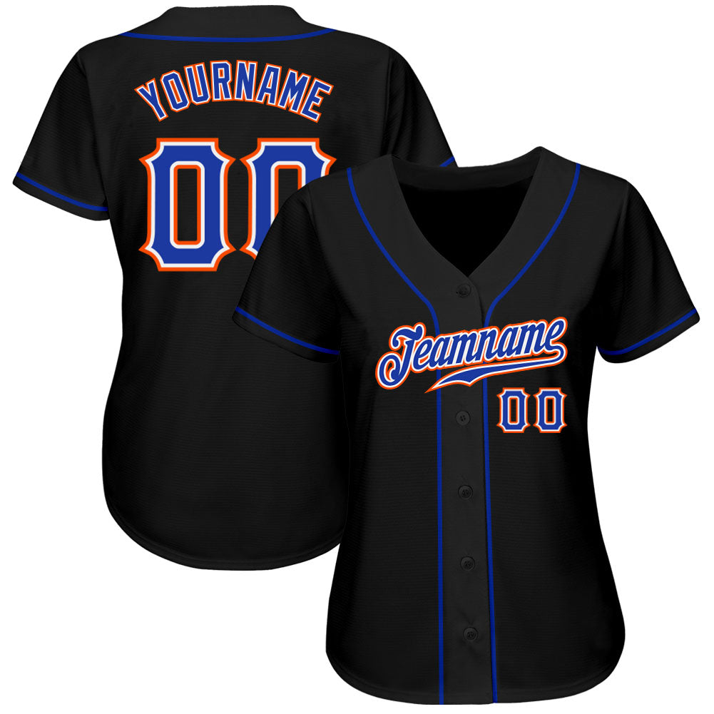 Personalized Black Royal-Orange Baseball Jersey Custom Black Royal-Orange Baseball Jersey - Personalized Sports Apparel Personalized Black Royal-Orange Baseball Jersey - Image 2