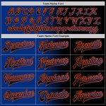 Custom Name and Number Personalized Bomber Jacket Black Royal-Orange Varsity Letterman Gradient Fashion Full-Snap Personalized