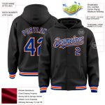 Custom Name Number Varsity Hoodie Jacket - Personalized Black Royal-Orange Bomber Full-Snap Letterman Style Personalized