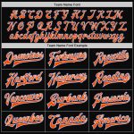 Personalized Black and Orange Two-Tone Varsity Letterman Bomber Jacket Personalized Black Royal-Orange Bomber Full-Snap Varsity