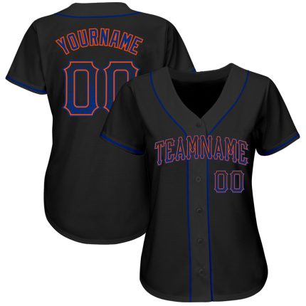 Personalized Royal-Orange Black Fashion Baseball Jersey for Men Personalized Black Royal-Orange Drift Fashion Baseball Jersey