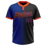 Custom Name and Number Unisex Softball Jersey - Personalized Black Royal-Orange Gradient Fashion Two-Button Design Personalized