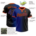 Custom Name and Number Unisex Softball Jersey - Personalized Black Royal-Orange Gradient Fashion Two-Button Design Personalized