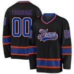 Personalized Black Orange Hockey Jersey for Fans - Custom Name & Number Personalized Black Royal-Orange Hockey Jersey