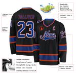 Custom Name and Number Black Royal-Orange Hockey Jersey - Personalized Team Jersey Personalized Black Royal-Orange Hockey