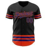 Custom Black Royal-Orange Line Authentic Baseball Jersey with Personalized Name and Number Personalized Black Royal-Orange
