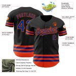 Custom Black Royal-Orange Line Authentic Baseball Jersey with Personalized Name and Number Personalized Black Royal-Orange