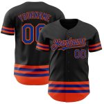 Personalized Royal-Orange Line Baseball Jersey - Custom Black Jersey for Sports and Casual Wear Personalized Black Royal-Orange