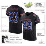 Custom Name Number Football Jersey - Personalized Black Royal-Orange Mesh Authentic Team Jersey Personalized Black Royal-Orange