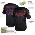 Personalized Black and Orange Mesh Baseball Jersey - Authentic Throwback Design Personalized Black Royal-Orange Mesh Authentic
