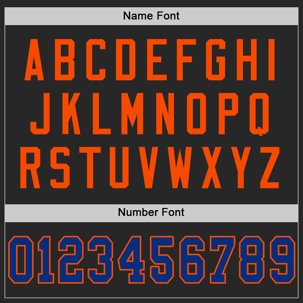 Personalized Black Royal-Orange Mesh Authentic Throwback Football Jersey Team Custom Name and Number Personalized Black Royal-Orange Football Jersey Custom Name Number Authentic Throwback Personalized Black Royal-Orange Mesh - Image 4