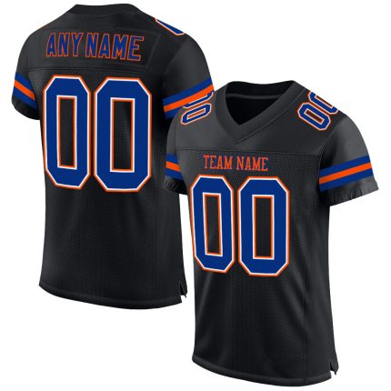 Personalized Black Royal Orange Mesh Football Jersey for Men and Women Personalized Black Royal-Orange Mesh Football Jersey