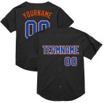 Personalized Black Orange Mesh Throwback Baseball Jersey for Men & Women Personalized Black Royal-Orange Mesh Throwback Baseball